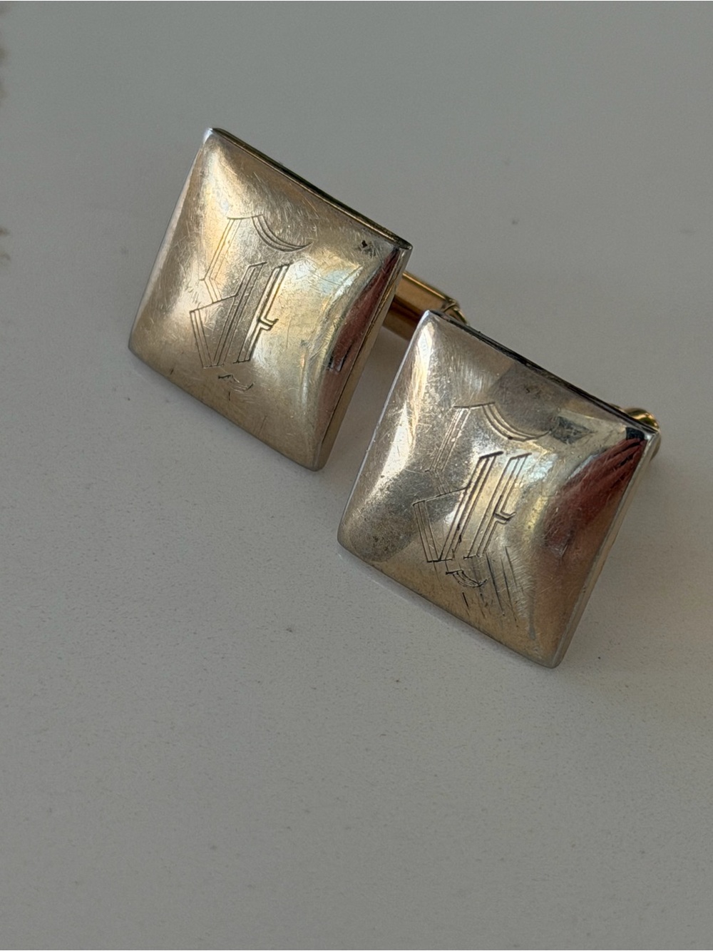 Monogrammed Silver-Tone Square Cufflinks - Classic Men's Accessory